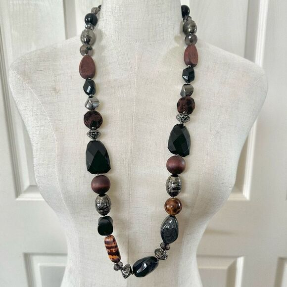 You and I long chunky beaded statement necklace - Picture 1 of 9